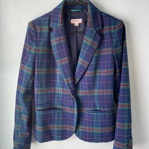 Merona plaid blazer, size 6, blue, green, purple